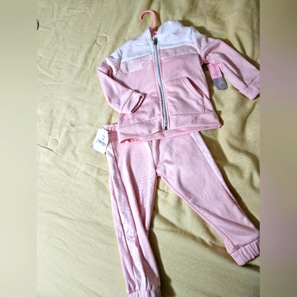 Adidas Pink and White Toddler Tracksuit
